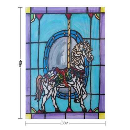 Stained Glass Carousel Horse Throw Blanket