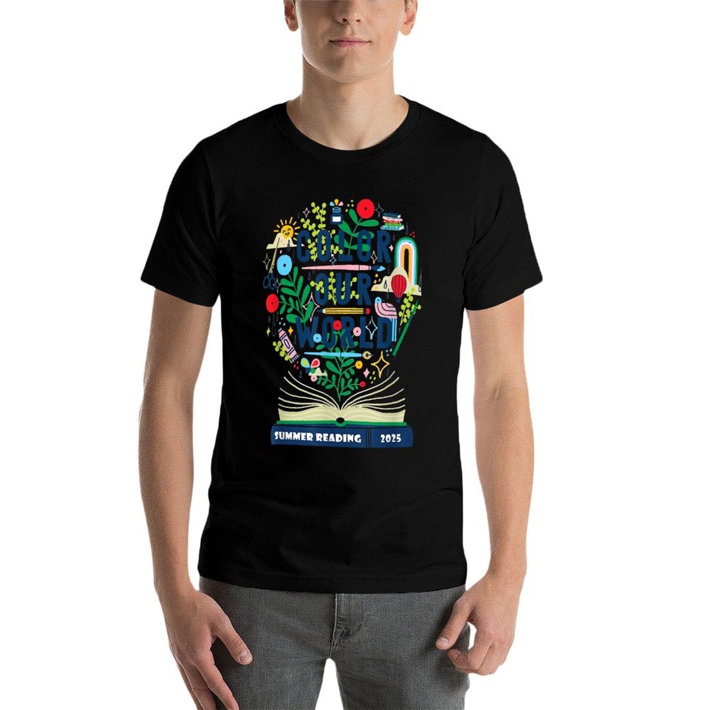 Color Our World Summer Reading 2025 Boho Wildflower Book  Eco-friendly Material T-Shirt