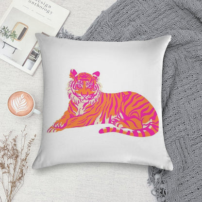 Pink And Orange Tiger Soft Style Accent Throw Pillow