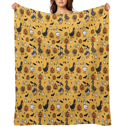 Silly Halloween Geese Throw Blanket