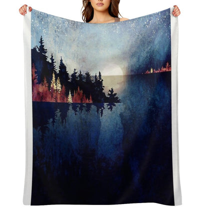 Autumn Moon Reflection Throw Blanket