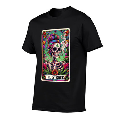 The Stoner Retro Style 420 Cannabis Weed Skeleton Tarot Card T-Shirt