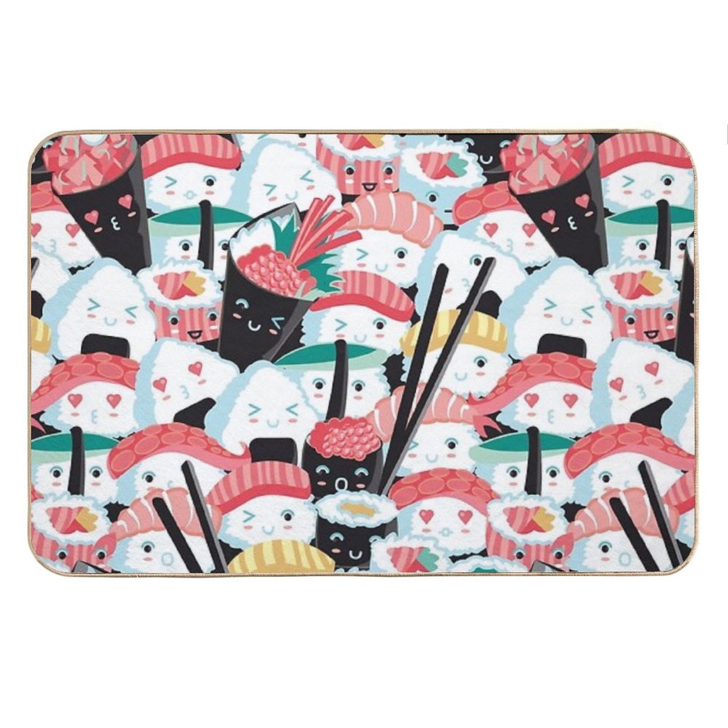 Kawaii Sushi Crowd Bath Mat
