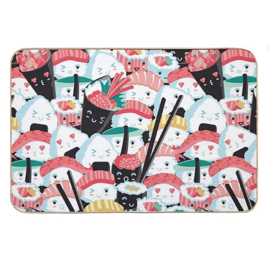 Kawaii Sushi Crowd Bath Mat