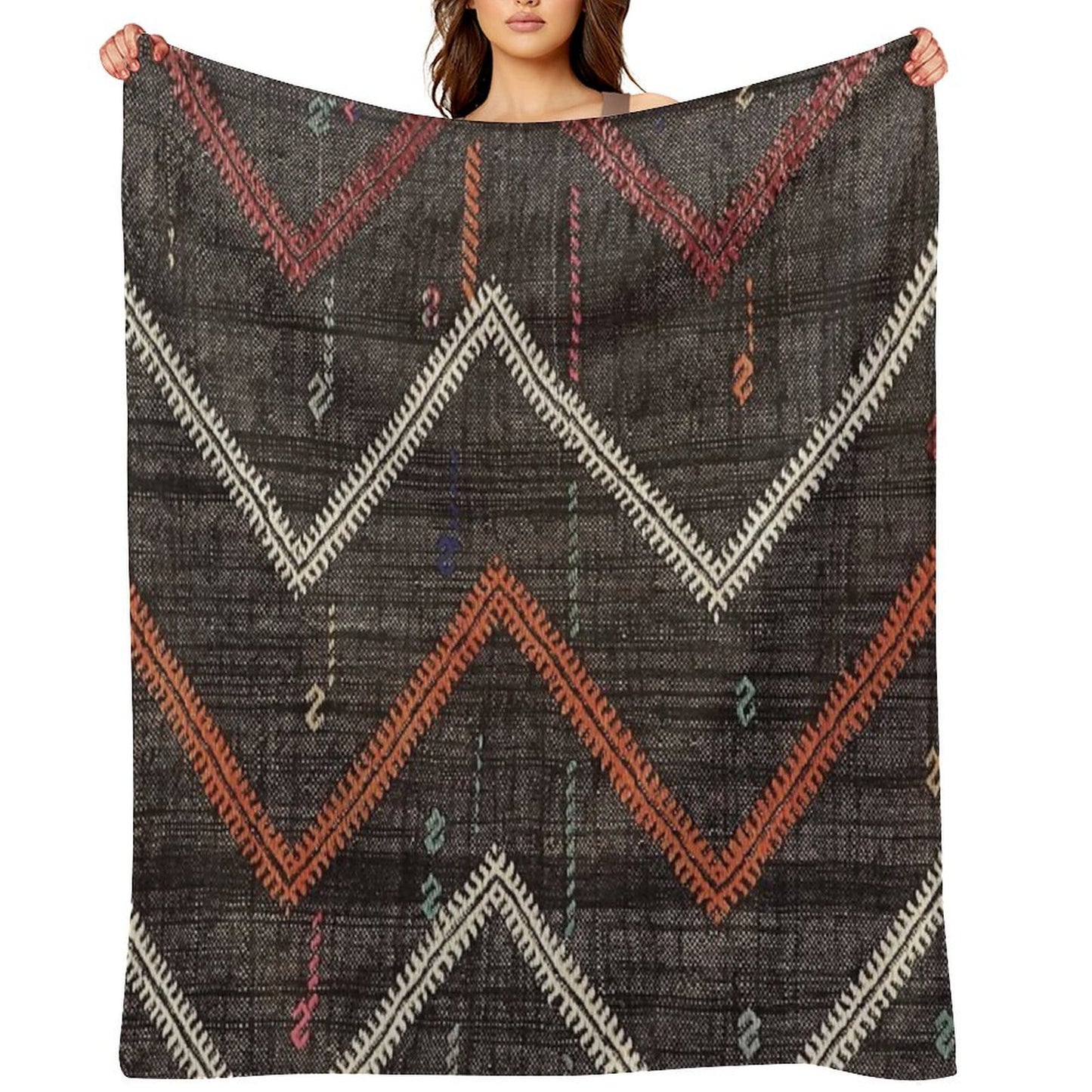 Old Kilim Fragment Throw Blanket