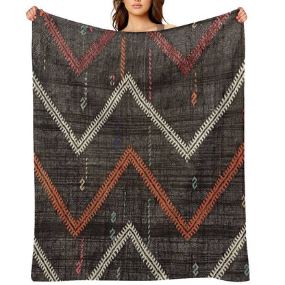 Old Kilim Fragment Throw Blanket