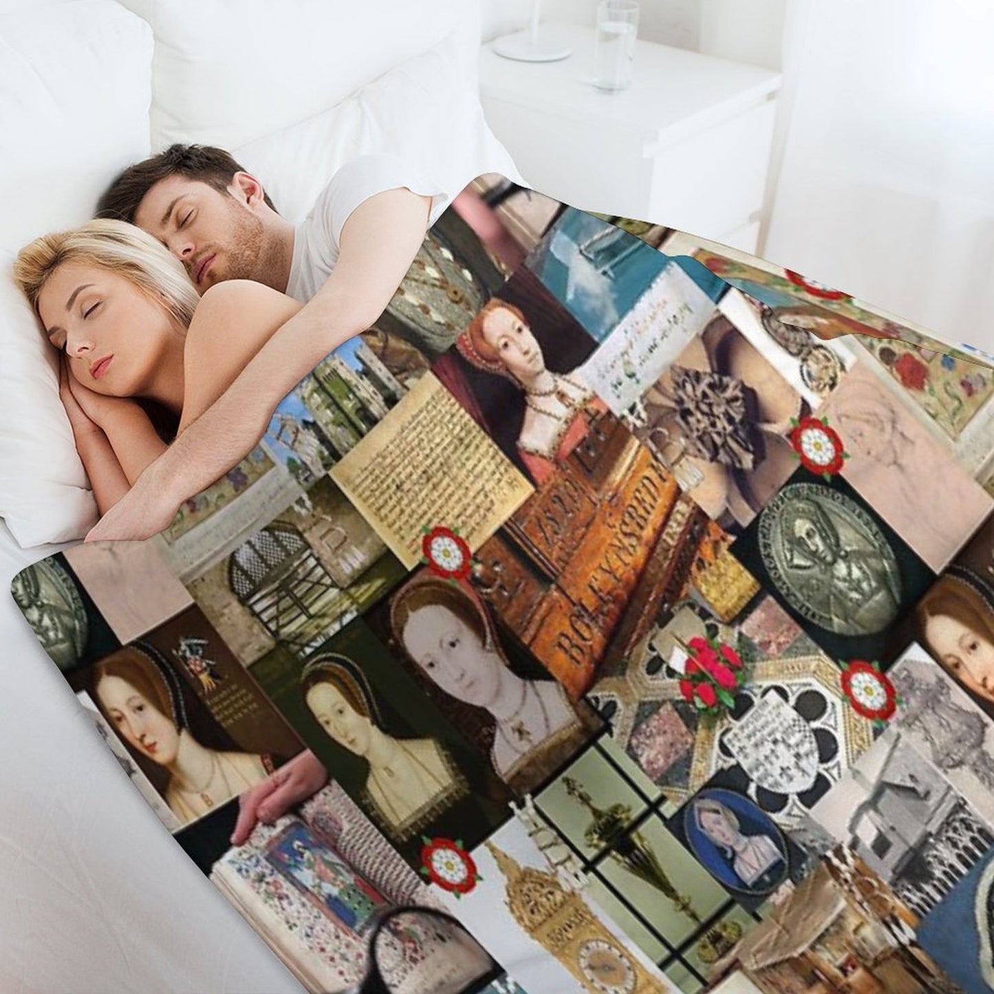 Anne Boleyn Collage Throw Blanket