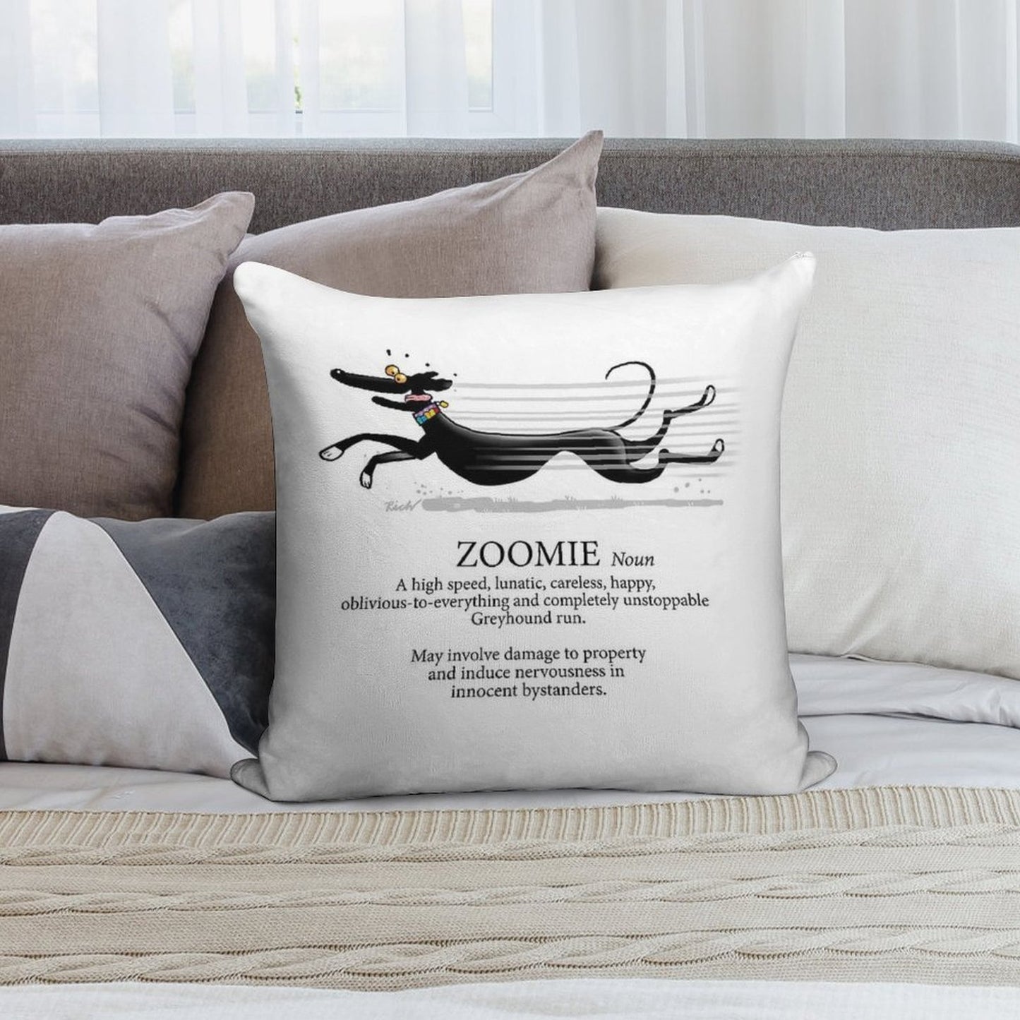 Greyhound Zoomie Soft Easy Maintenance Throw Pillow