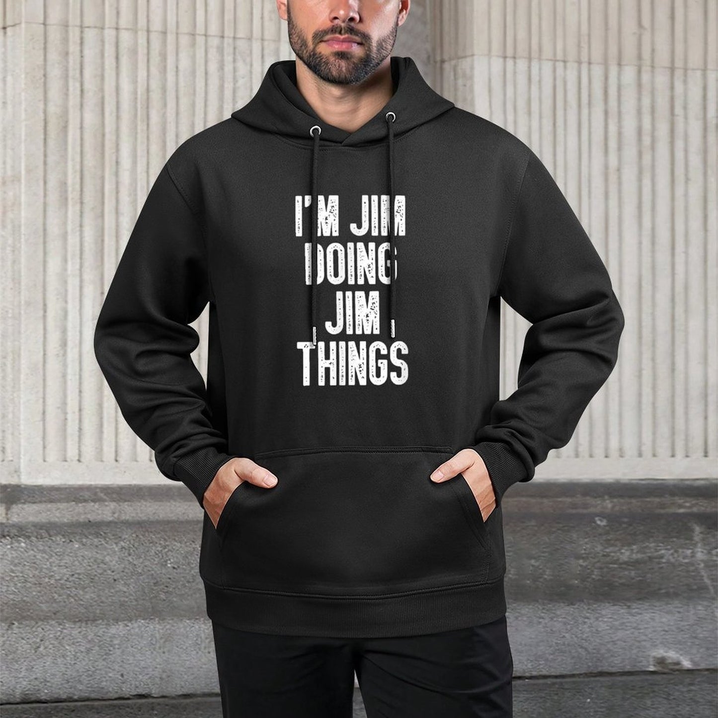 Im Jim Doing Jim Things  Funny Christmas Layering Staple Hoodie