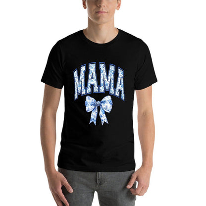 Mama Coquette Toile Blue Bow Floral Family Matching  Quick-drying T-Shirt