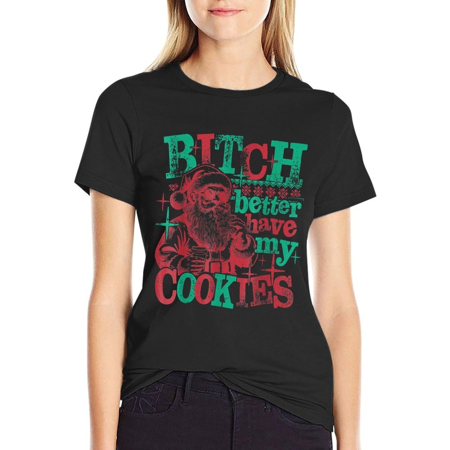 Bitch Better Have My Cookies Santa Claus Christmas  Heathered Texture T-Shirt
