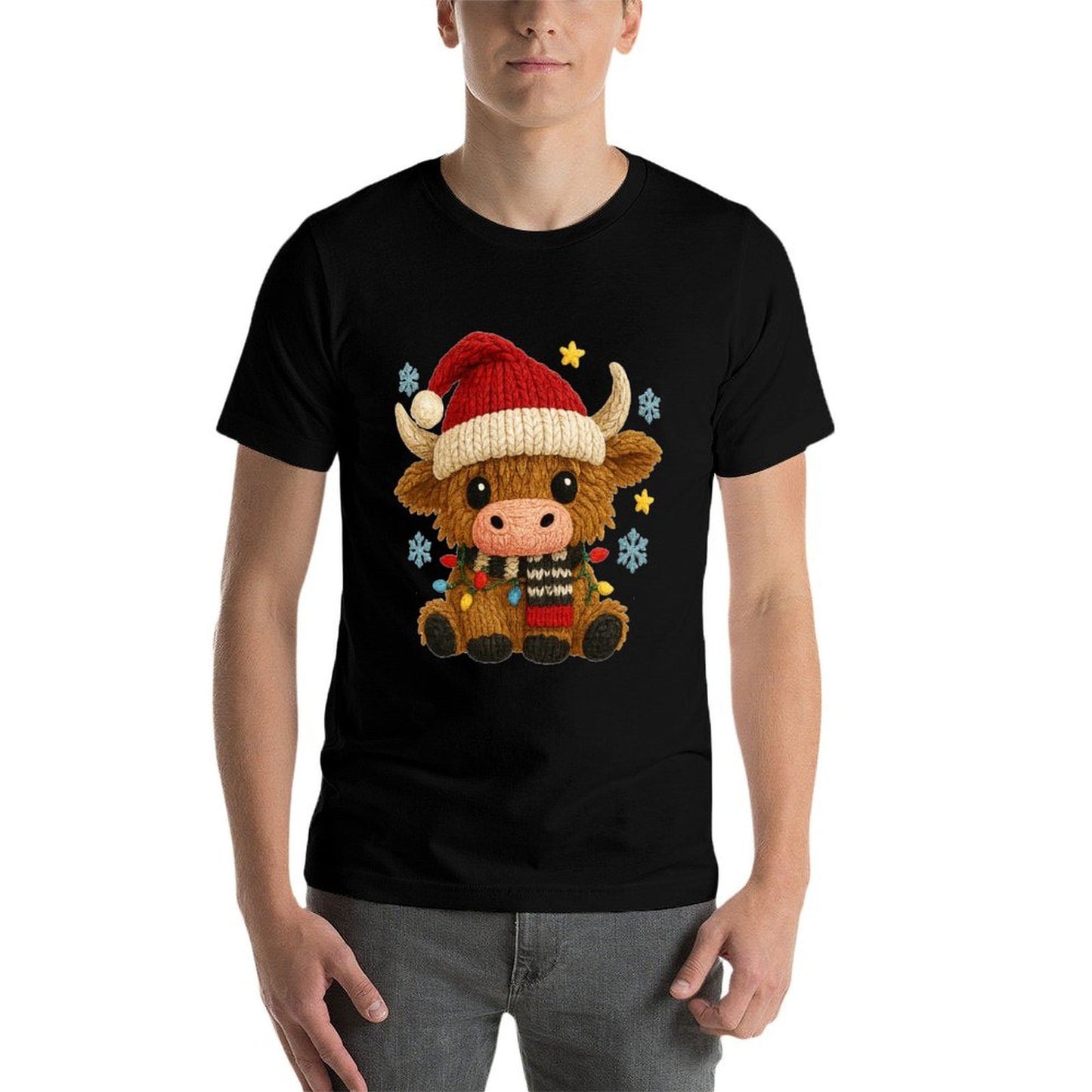 Crochet Yarn Highland Cow Christmas Western Girly Xmas  Classic T-Shirt