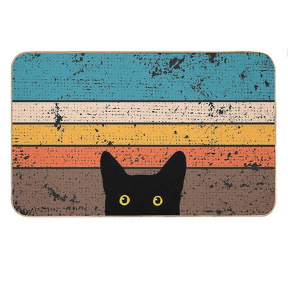 Peeking Cat in Retro Circle Bath Mat