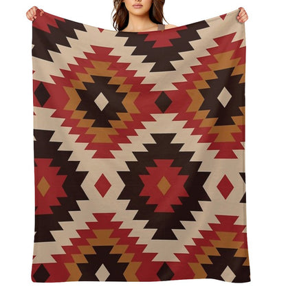 Navajo Red And Mustard Throw Blanket