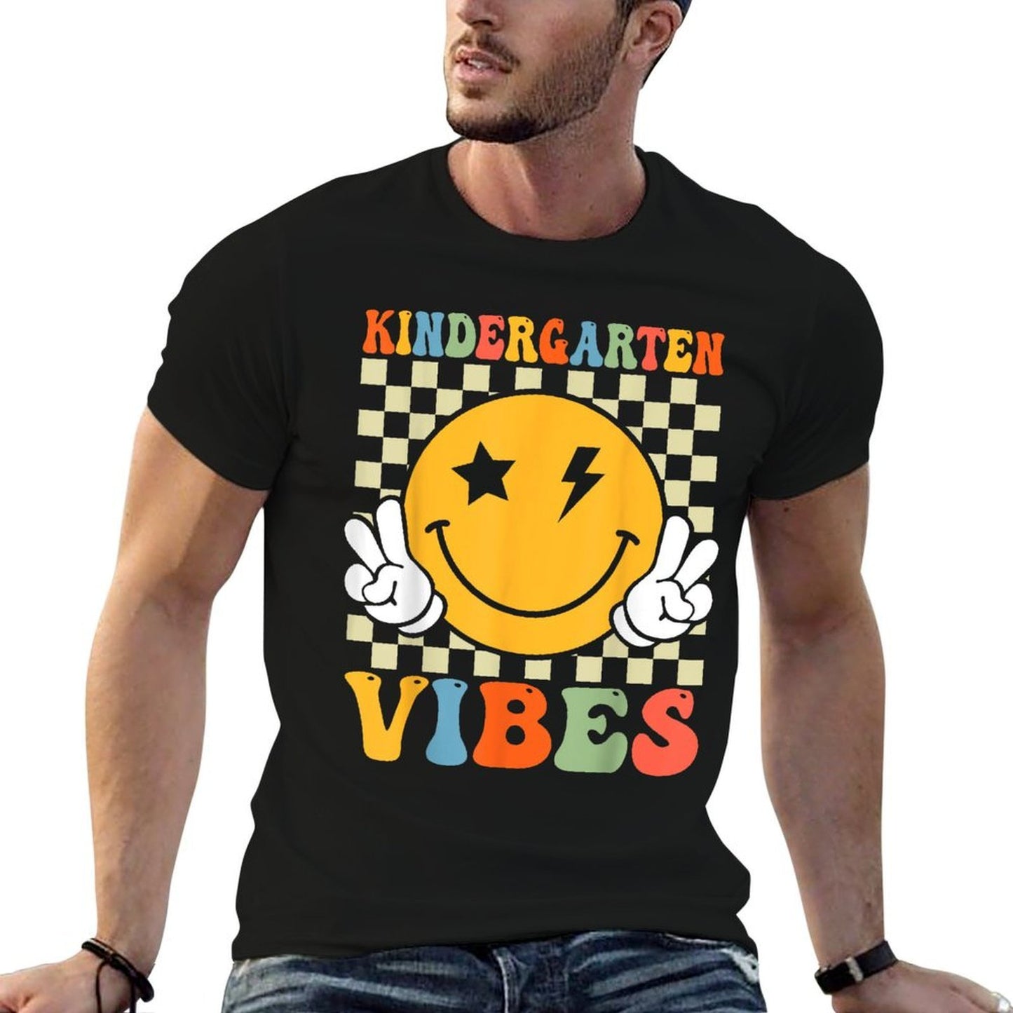 Kindergarten Vibes Retro Groovy Back to School Kindergarten  Breathable T-Shirt