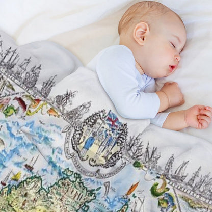Antique Map of Australia, Patriotism And Resources Throw Blanket