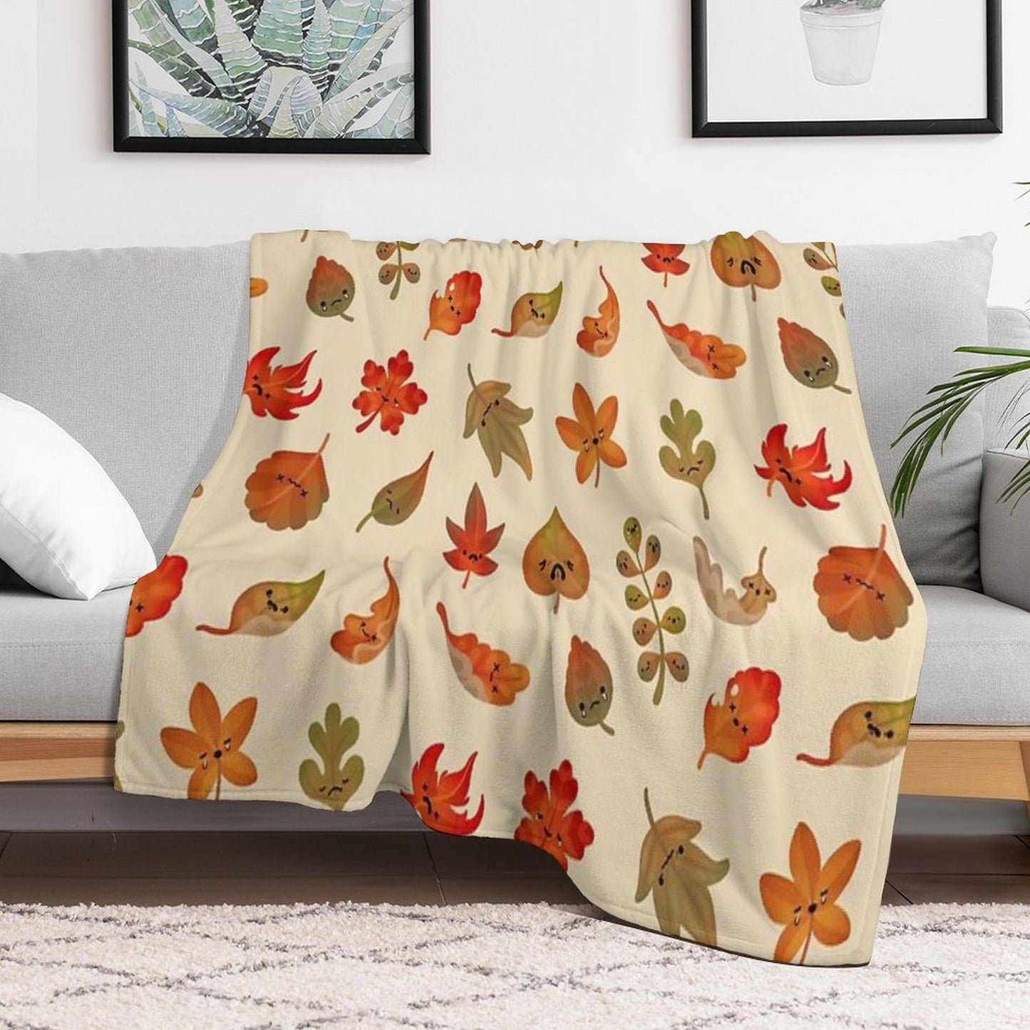 Sad Fallen Leaves Throw Blanket