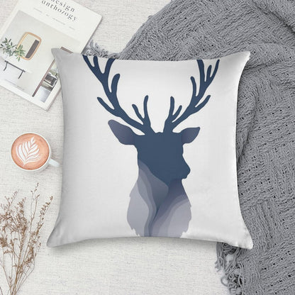 Abstract Navy Blue Deer Head Soft Warmth Comfort Throw Pillow