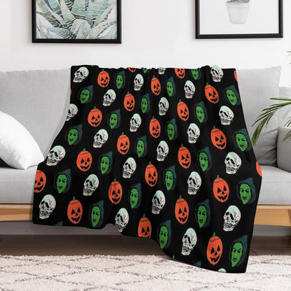 Silver Shamrock Mask Set Throw Blanket