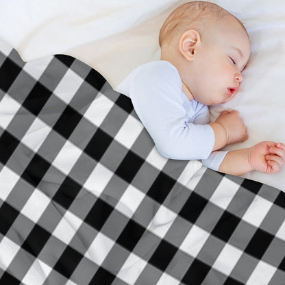 Black And White Gingham Checked Pattern Throw Blanket
