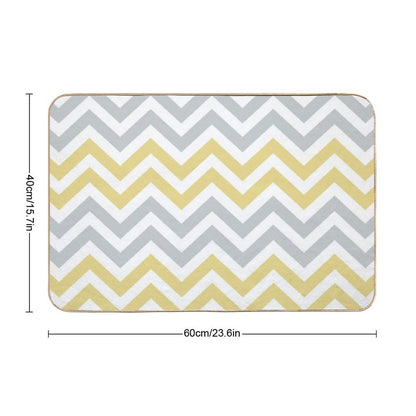 Trendy Yellow And Gray Chevron Bath Mat