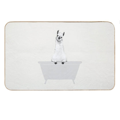 Vintage Llama in Bathtub Bath Mat