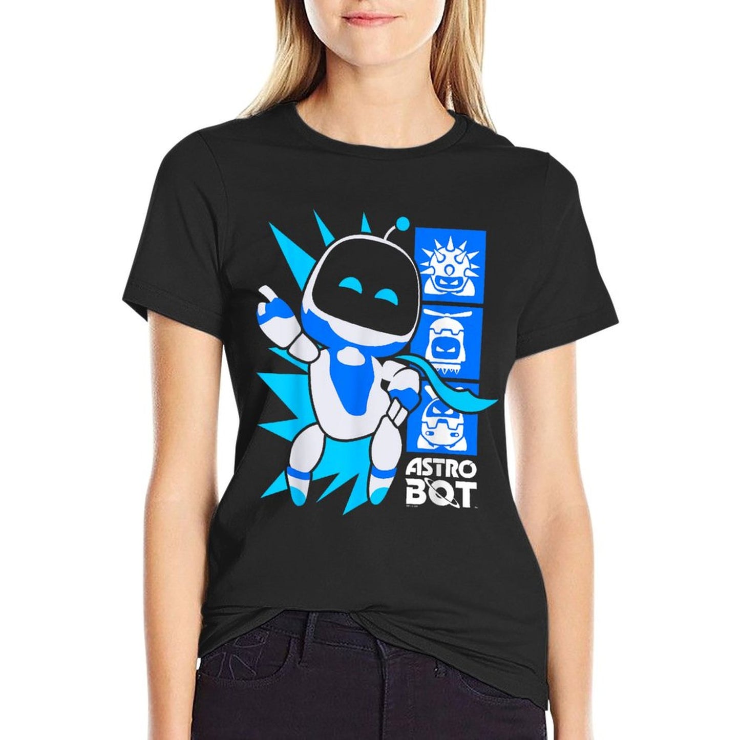 Astro Bot Rescue Mission Victory Pose Game  Rolled Sleeves T-Shirt