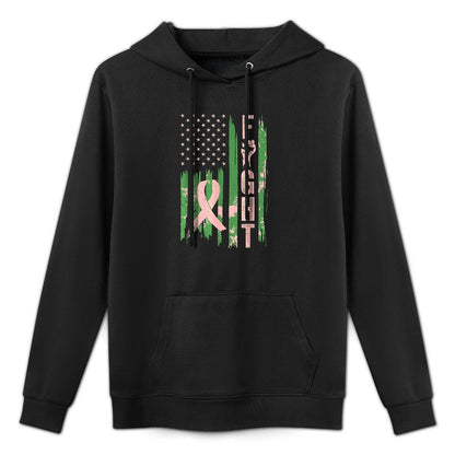 Fight USA Breast Cancer Awareness Patriotic Pink Ribbon Adjustable Hood Hoodie