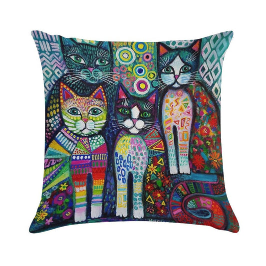 Quirky Cats Soft High-Density Material Throw Pillow