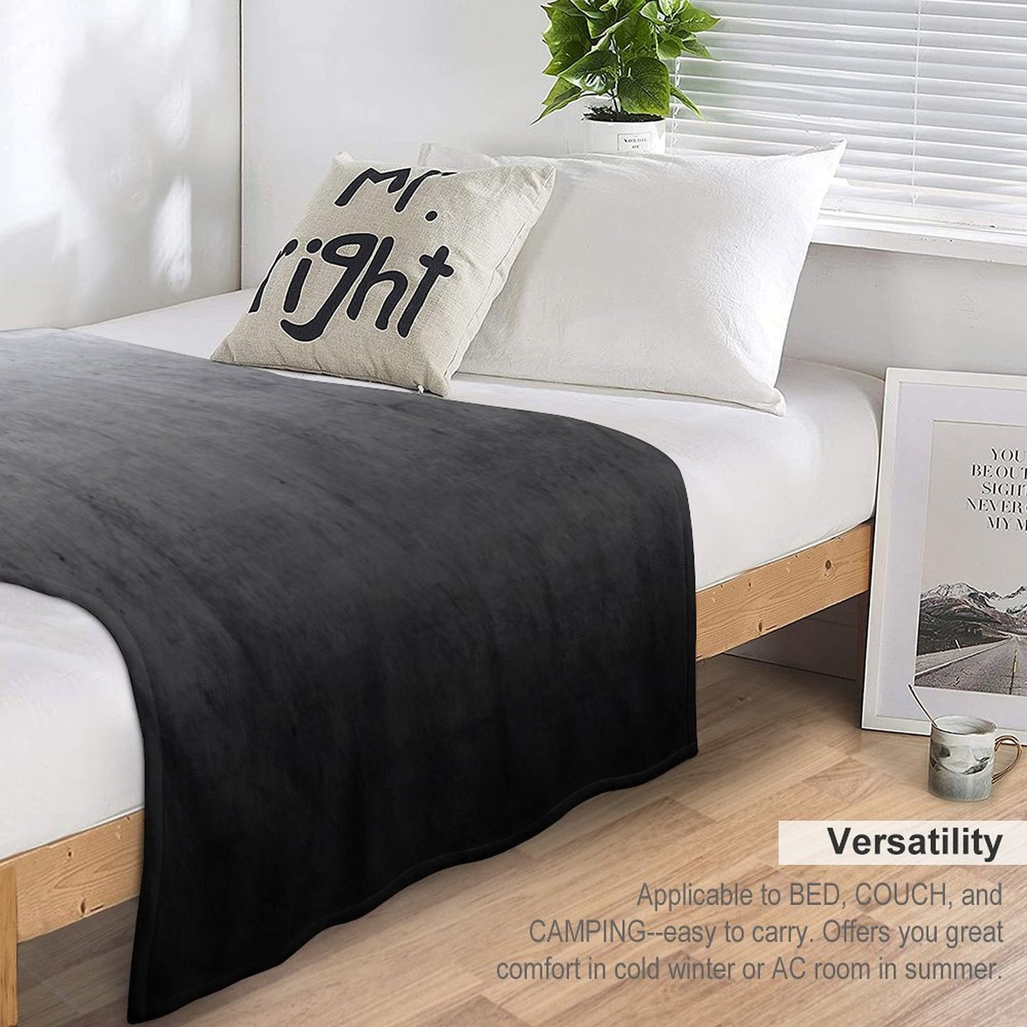 Black Ombre on Concrete Texture Throw Blanket