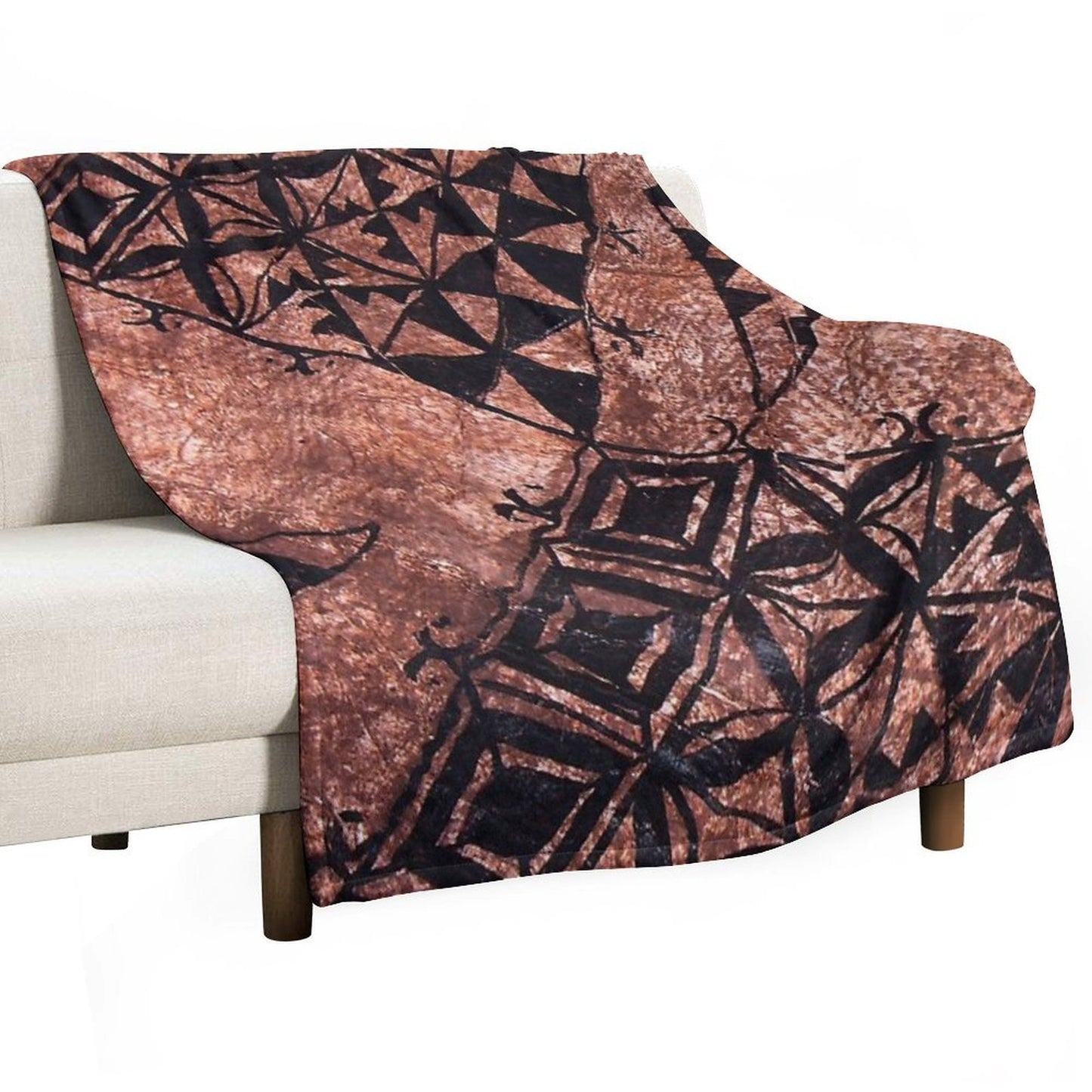 Tongan Tapa Design Throw Blanket