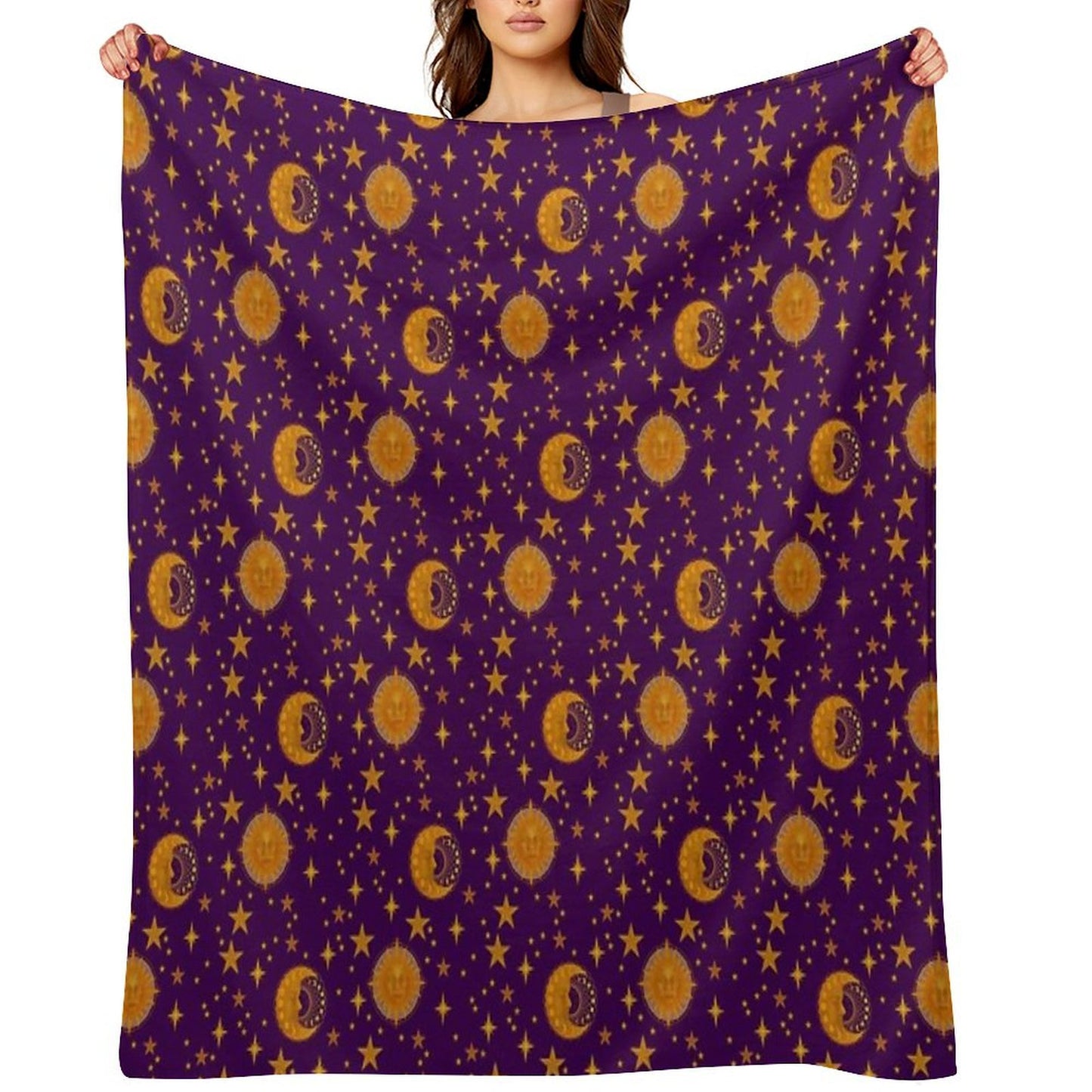 Bohemian 90's Sun And Moon Celestial Pattern Throw Blanket