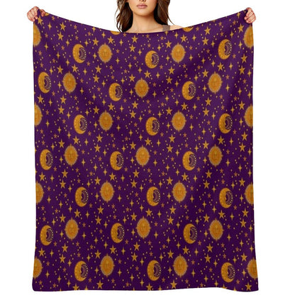 Bohemian 90's Sun And Moon Celestial Pattern Throw Blanket