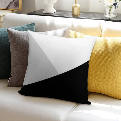 Monochromatic Black White Gray Color Block Soft Fade-Resistant Throw Pillow