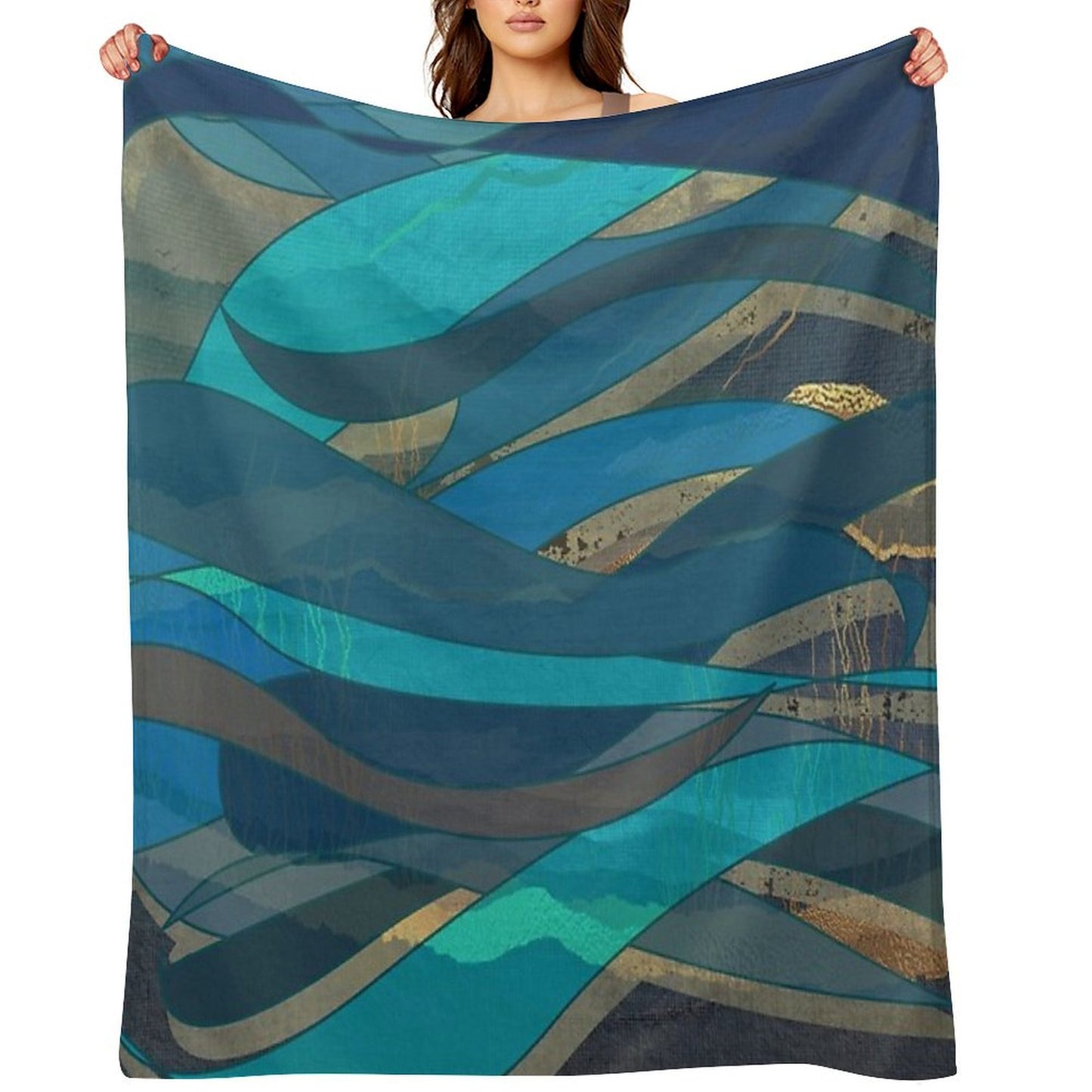 Magical Fantasy Ocean Scene for Wild Open Water Swimming, Deep Sea Divers.  Caroline Laursen Original Throw Blanket