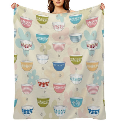 Vintage Pyrex Bowls Collection Throw Blanket