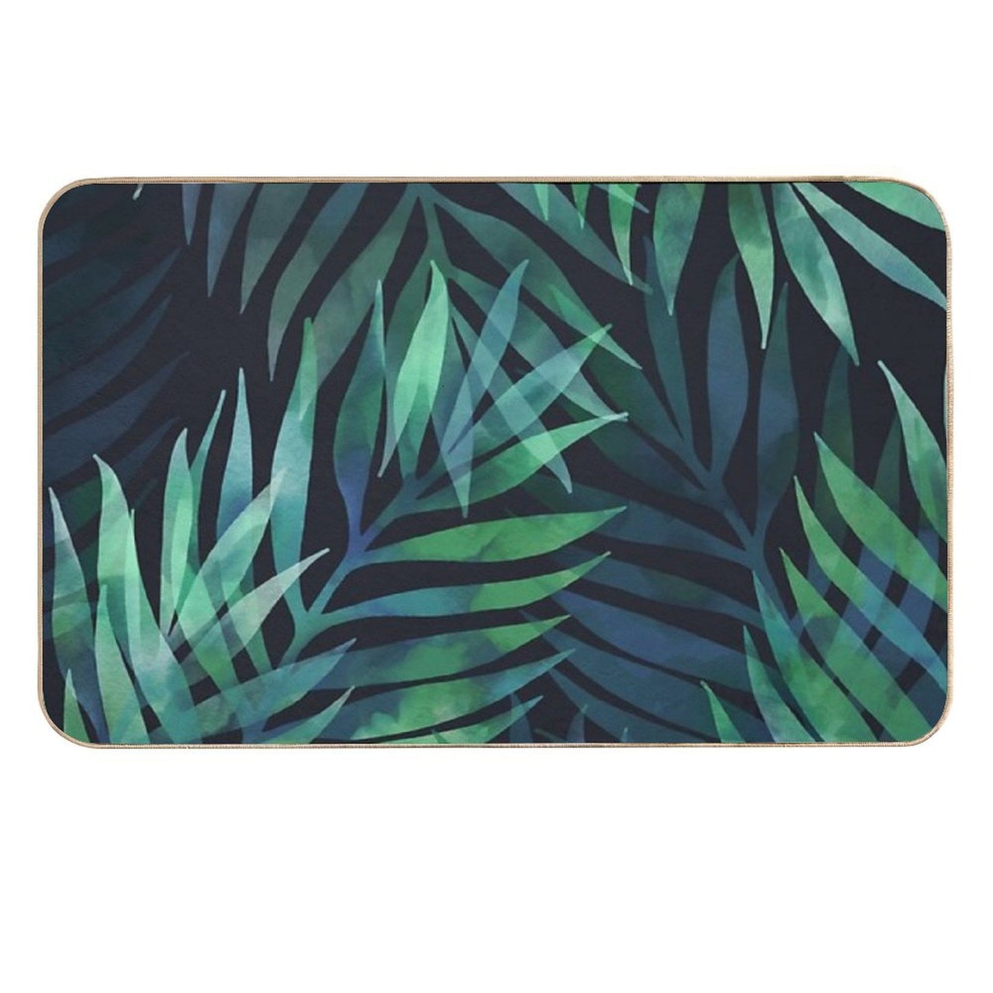 Dark Green Palms Leaves Pattern  Versatile Bath Mat