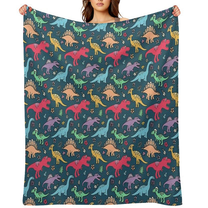 Dino Party - Dinosaur Pattern Throw Blanket