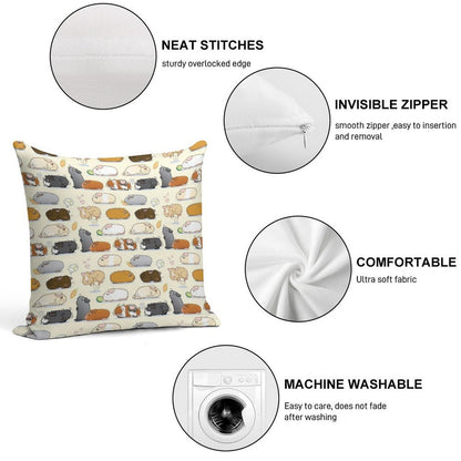 Guinea Pig Parade Soft Shrink-Resistant Throw Pillow
