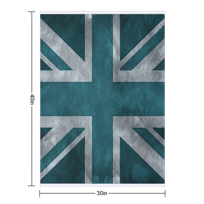 Teal Distressed Union Jack Throw Blanket