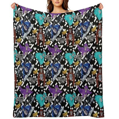 Gorilla Tag VR Gamer Merch Pixel Monke Throw Blanket
