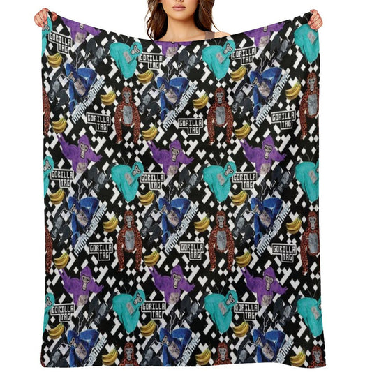 Gorilla Tag VR Gamer Merch Pixel Monke Throw Blanket