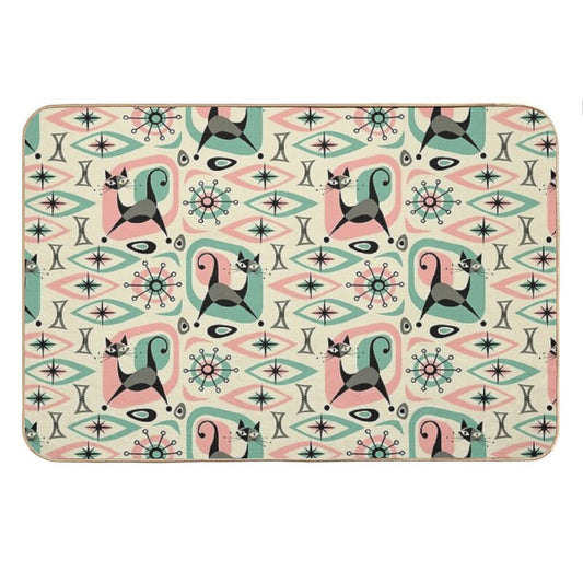 Mid Century Cat Abstract Bath Mat