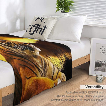 Tiger And Sunset Throw Blanket