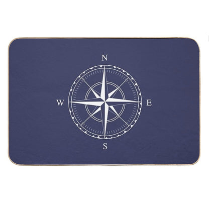 Navy Blue And White Nautical Ships Compass Rose Bath Mat