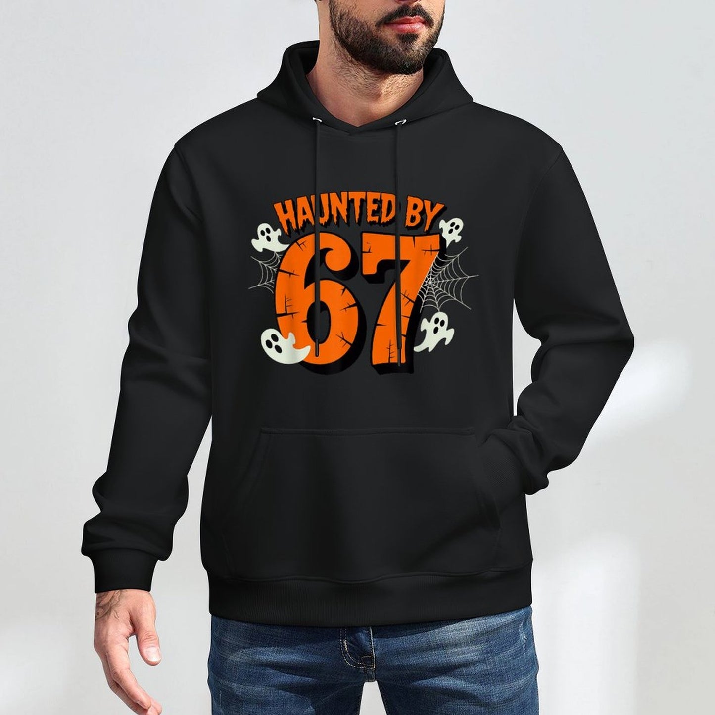 Haunted by 67 Halloween Funny 67 Meme Six Seven Ghost Layering Staple Hoodie
