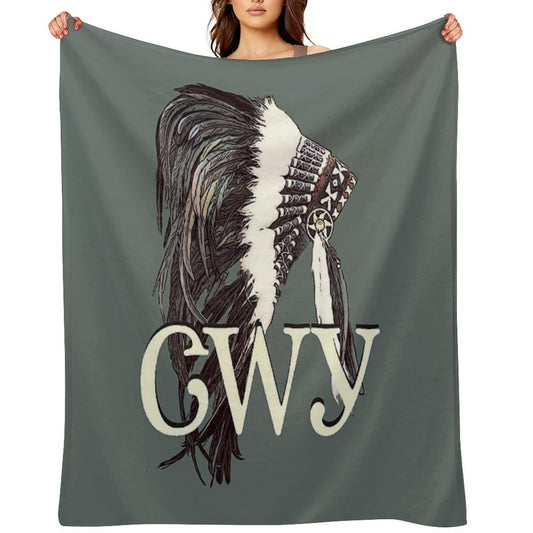 Cherokee (Cherokee Language) Headdress Throw Blanket