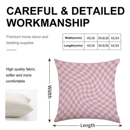 Check V - Lilac Twist Linen Throw Pillow Cover
