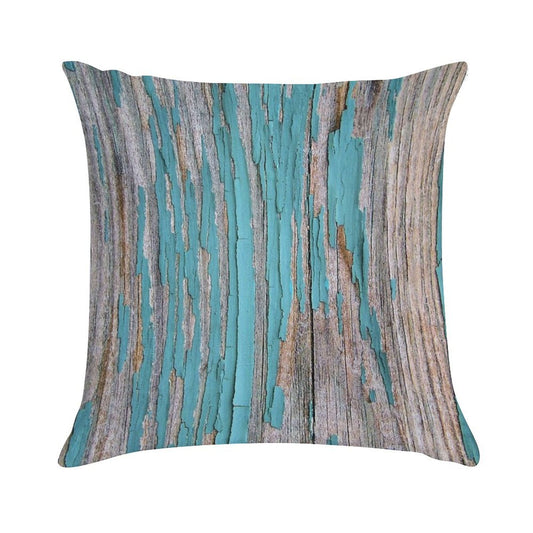 Shabby Rustic Weathered Wood Turquoise Soft Fade-Resistant Throw Pillow