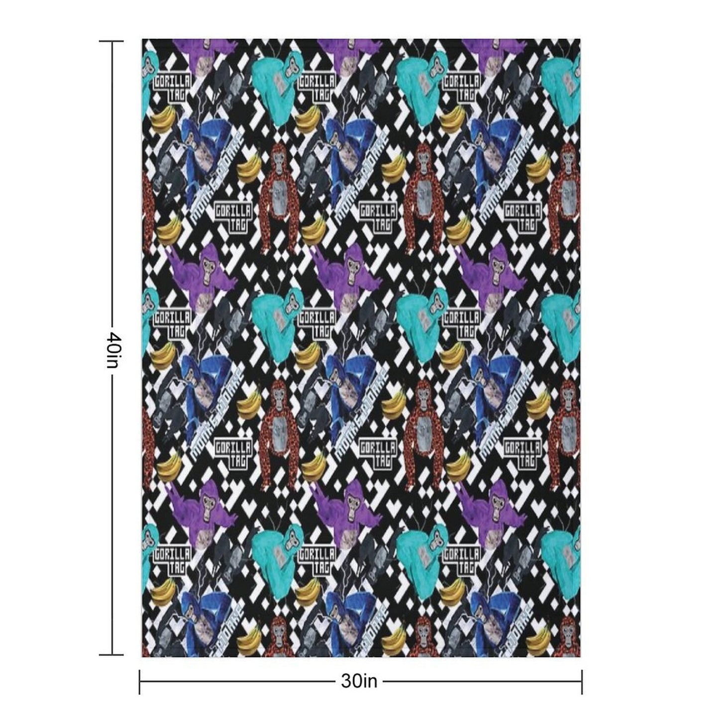 Gorilla Tag VR Gamer Merch Pixel Monke Throw Blanket